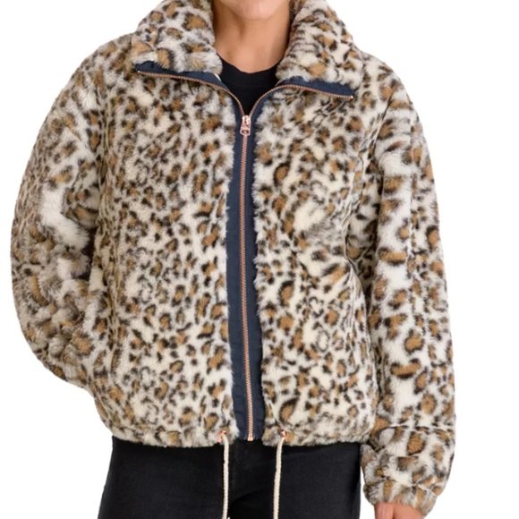 NWT Lucky Brand Leopard Plush Faux Fur Hooded Jacket Size M - Picture 3 of 12
